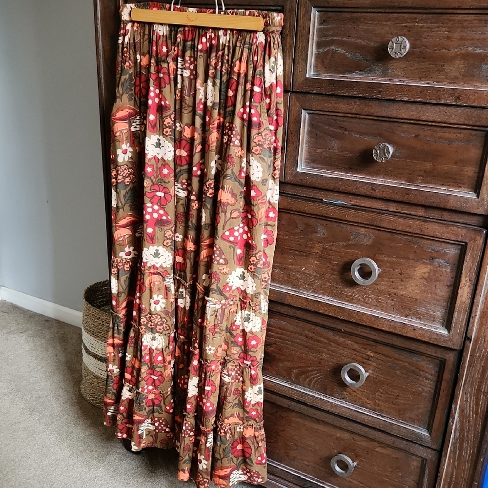 Floral Brown and Red Women's Skirt